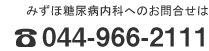 みずほ糖尿病内科へのお問合せは 044-966-2111